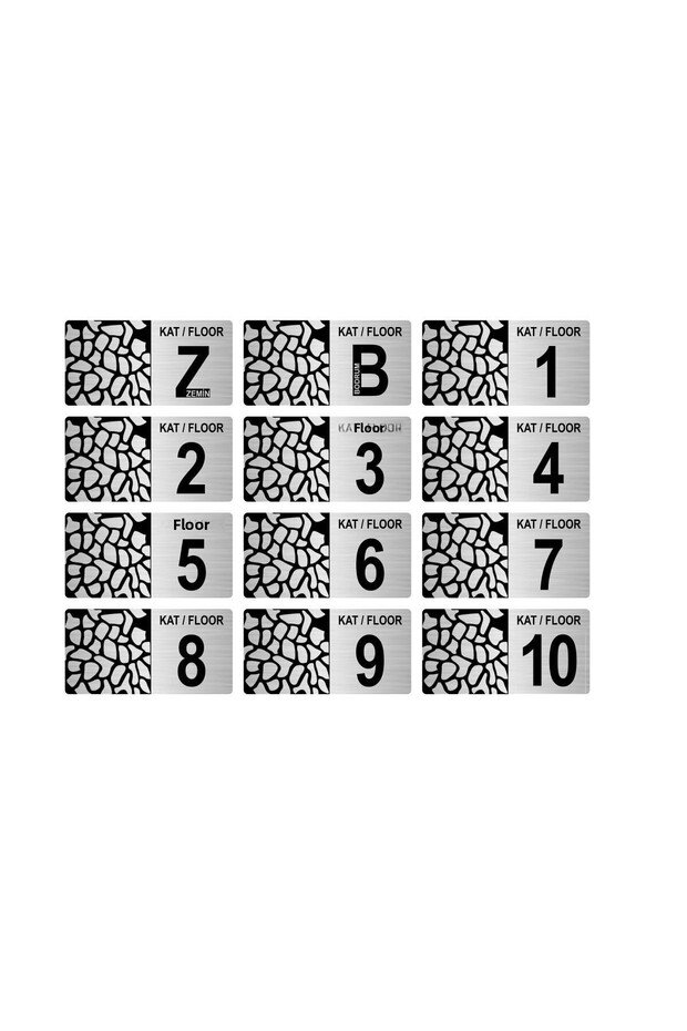 Apartment Building Floor Number Sign 5X10 cm Silver Color