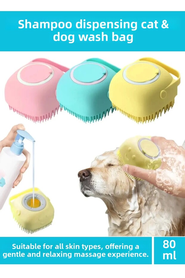 Special Production Soft Silicone Non-Damaging Shampoo Container for Cat and Dog Washing, 80 ml Capacity Pouch