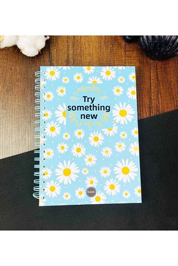 Blue Daisy Designed Lined Spiral Notebook - 1