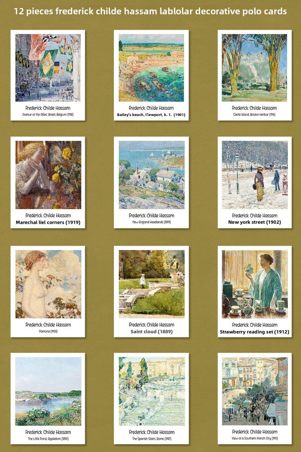 Frederick Childe Clarity Paintings 12 Pieces Decorative Polo Cards - Artistic Poster Cards