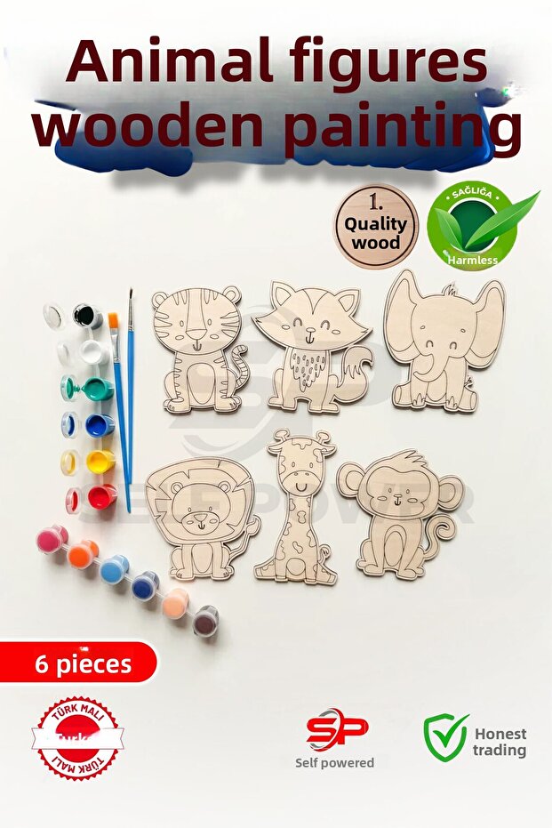 Wooden DIY Animals Painting Set Educational Montessori Kids Developmental Toy
