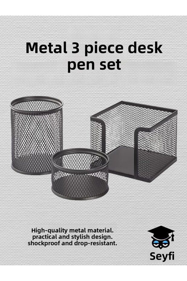 3-PIECE METAL TABLE PENCIL SET PERFORE BLACK