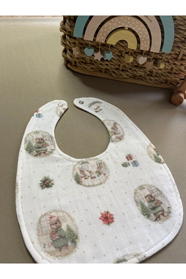Rabbit Patterned Muslin Apron with Double Sided Mattresses