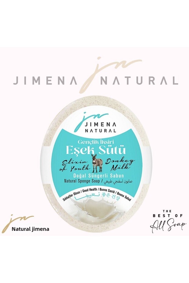 Youth Elixir Donkey Milk Natural Sponge Soap 125 Gr, Skin Renewing, Purifying, Exfoliating Effect