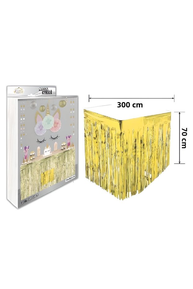 Mini Party Store Tassel Table Skirt Gold 70*300 Cm