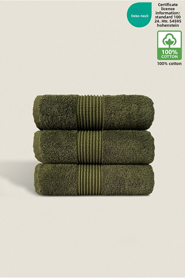 3-Piece Hand Face Towel Set 100% Cotton Certified Head Towel | Kitchen | Dowry Box 50X90Cm Dark Green