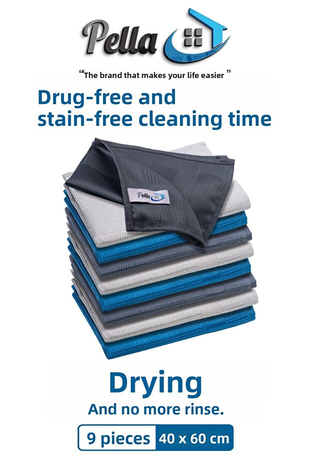 9-Piece Microfiber Cleaning Cloth, Glass, Car Cleaning Cloth, Kitchen, Fiber Cleaning Cloth, 60X40 cm