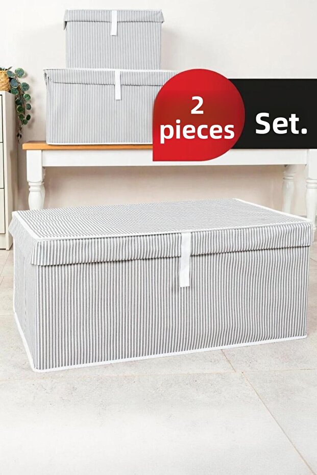 2-Piece Multi-Purpose Box with Lid Megaplus 70X40X30 cm Tela