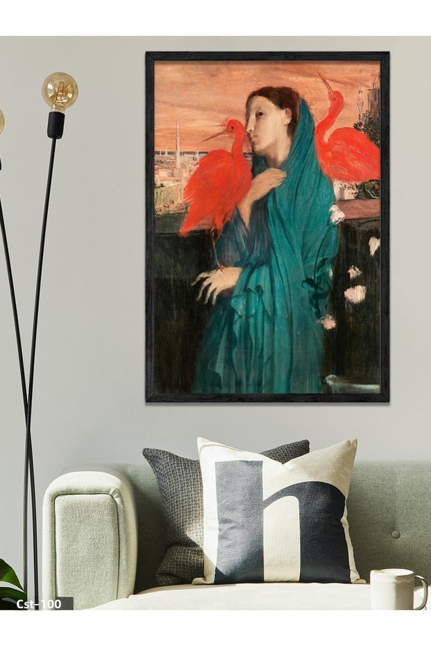 Woman Portrait Illustration One Piece Black Wooden Framed Painting