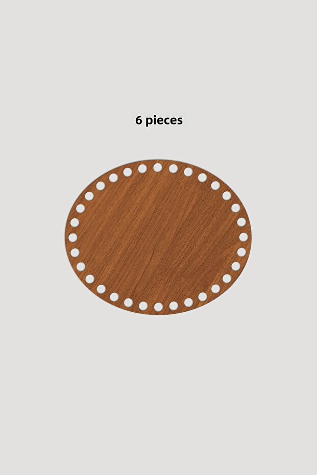 Wooden Ellipse Basket Tray Base 13X18 cm 6 Pieces Walnut 3mm