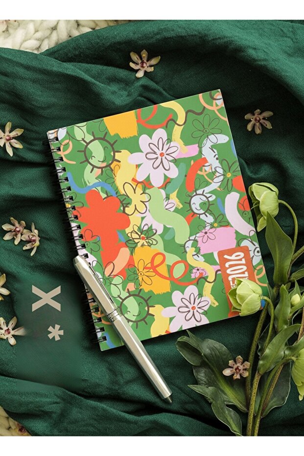 2026 Weekly Planner Green Patterned Hardcover Happy Weekly Semanalmente