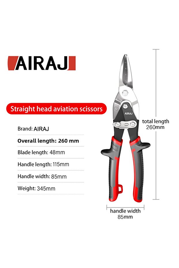 straight cut AIRAJ Aviation Scissor Tin Snips Metal Sheet Cutting Snip Cutter Multi-directional Sci