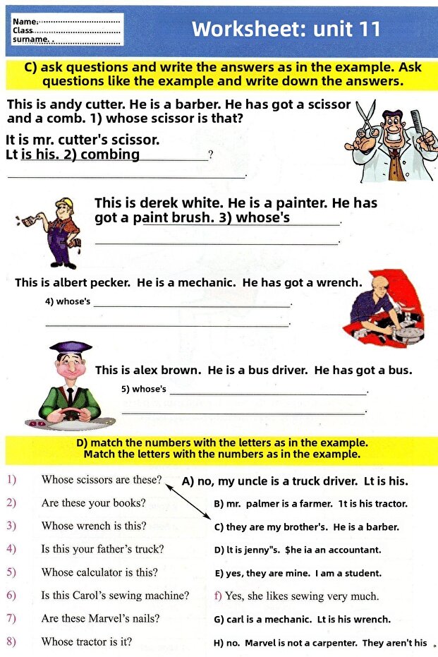 English 4Th and 5Th Grade. Class - Worksheets / Tests - Exercises - Quizzes - Exam Preparation A4 Size - 6