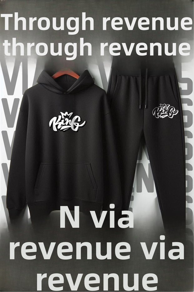 King Printed Unisex Wide Fit Soft Fabric Hooded Tracksuit Set