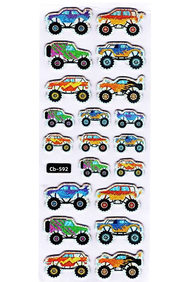 Sticker Embossed Sticker Notebook Planner Label (Cb592) 16X7 Cm- Monster Truck Car