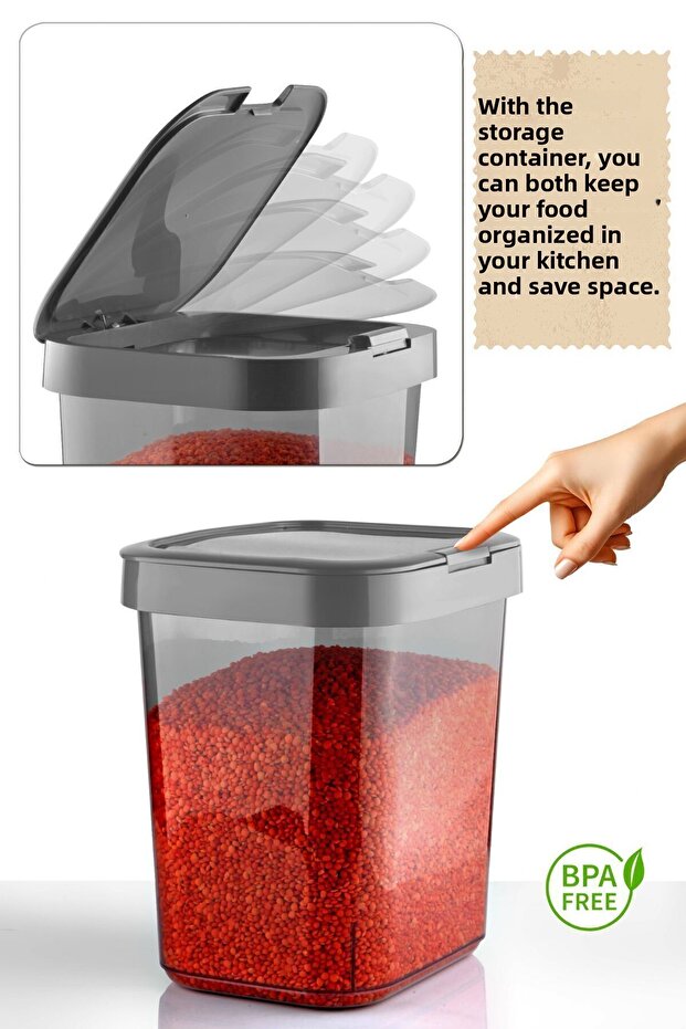 2-Piece Mega Flour Storage Container with Locking Lid, Detergent Dispenser, Powder Detergent Storage Box, 6 Lt - 2