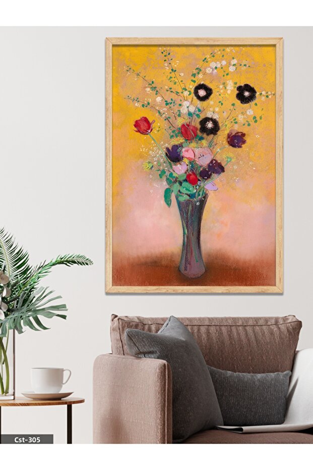 Flower Bouquet in a Vase Single Piece Wooden Framed Painting