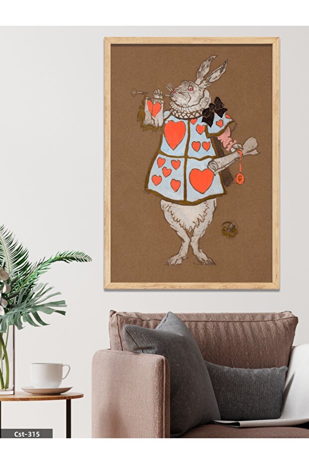 Alice in Wonderland White Rabbit One Piece Wooden Framed Painting