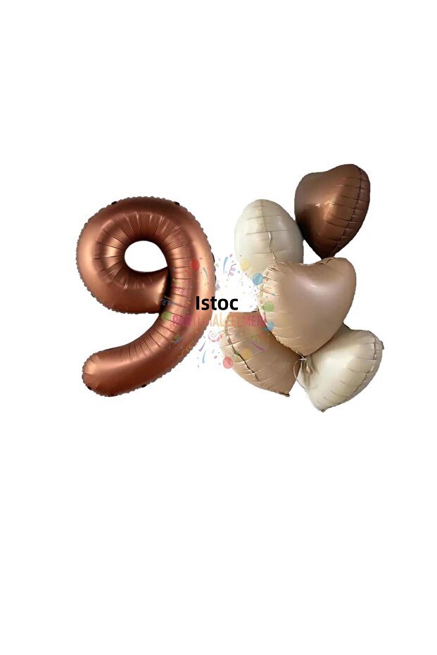 Istoch Brown Color Number and 5-Piece Daisy Foil Balloon Set Age 9