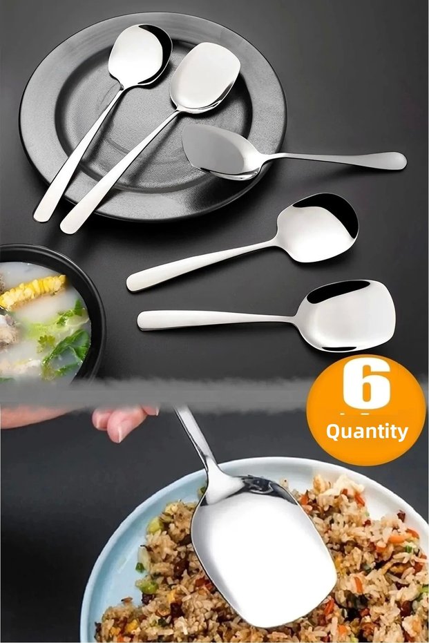 Serving Spoon Set Set of 6 Stainless Steel Luxury Food Salad Pastry Pastry Bakery Chicken