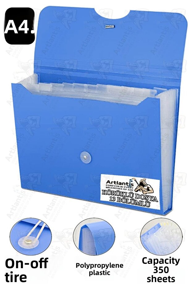 Accordion File with Gusset, 13 Compartments, 1 Piece A4 Accordion File Organizer, 13 Pockets Elastic File Document Organizer