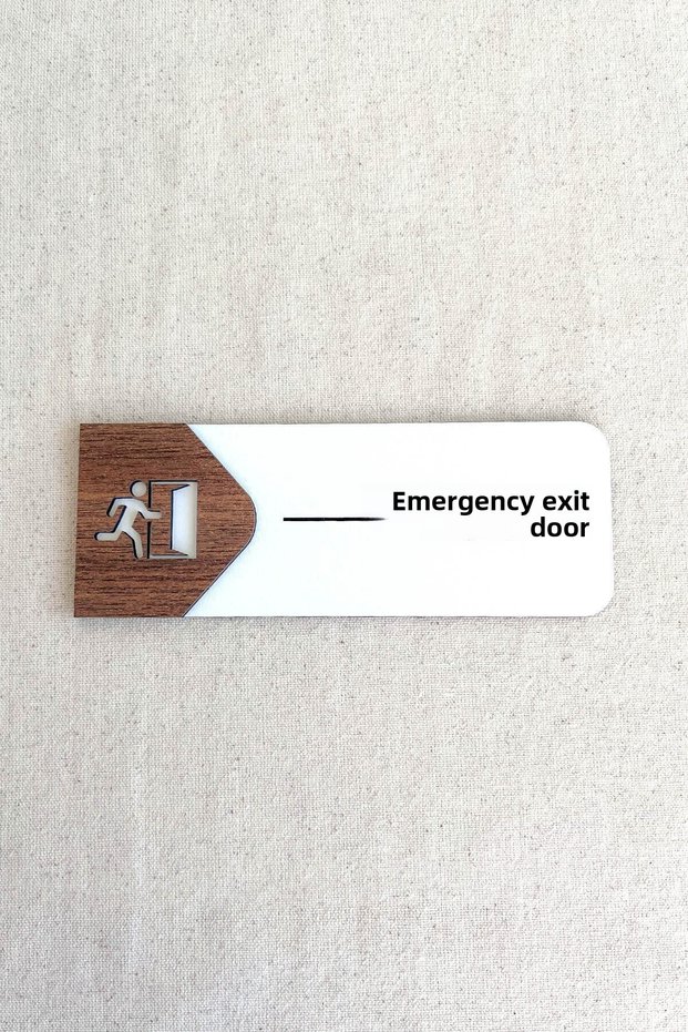Emergency Exit Door Sign – Mdf Emergency Direction Sign | 19X7 cm Double Layer