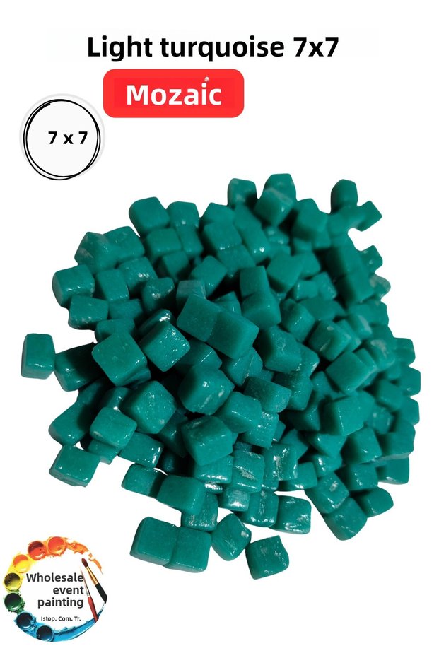100 Grams Light Turquoise Color Mosaic Stone – 7X7 mm |   Mosaic Workshop Set |   Glass Mosaic