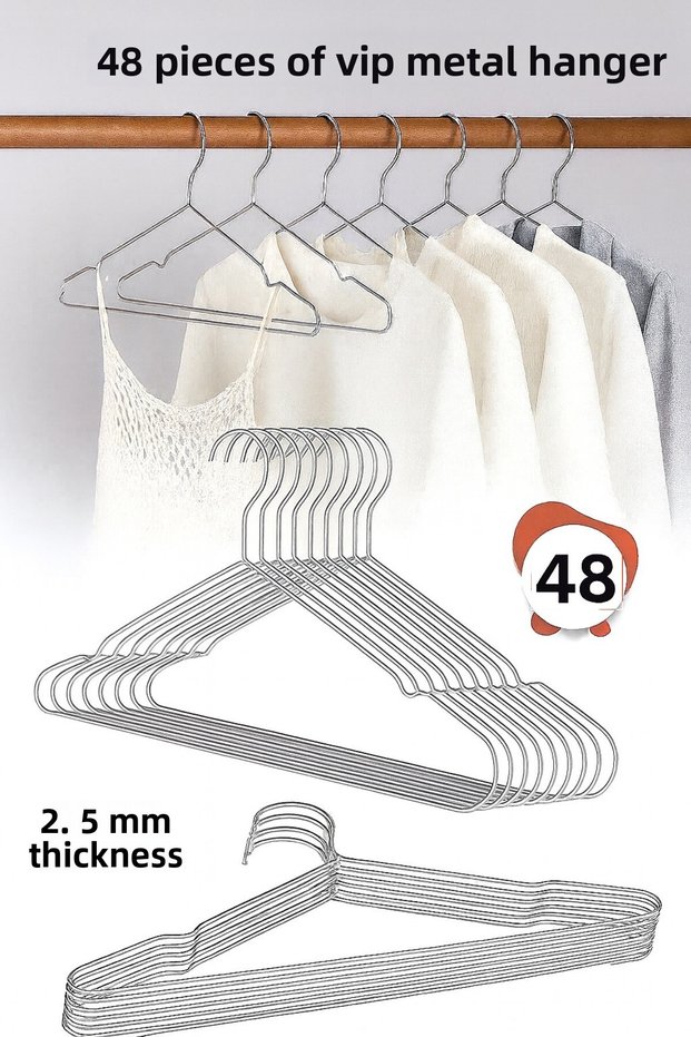 Metal Clothes Hanger,48 Pcs,Clothing Hanger,Pants Hanger Wire Hanger Vip