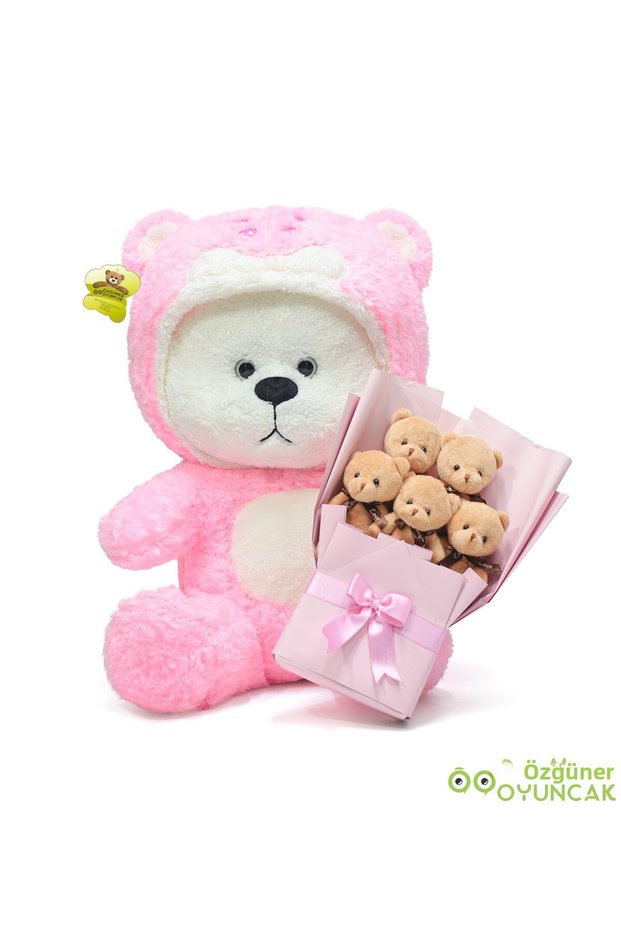 Unforgettable Surprise for Your Loved One – Sleepy Bear 90 cm and Gift Set with 5 Plush Bouquets