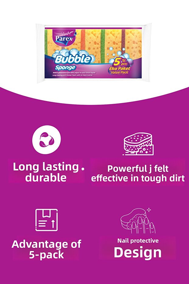 Bubble Sponge Flat 5 Pack 24 Pack 1 Box - 5