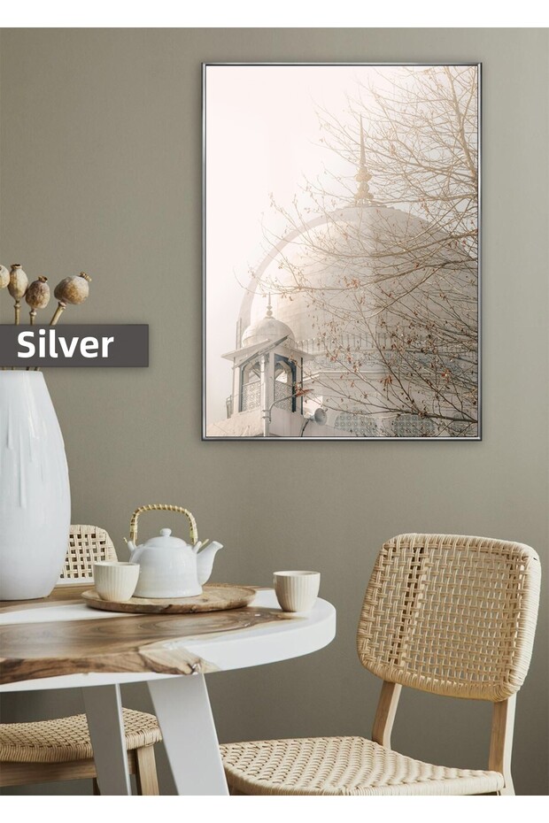 Amazing | Soft Color Mosque Religious Model | Framed Tempered Glass Table Single Vertical