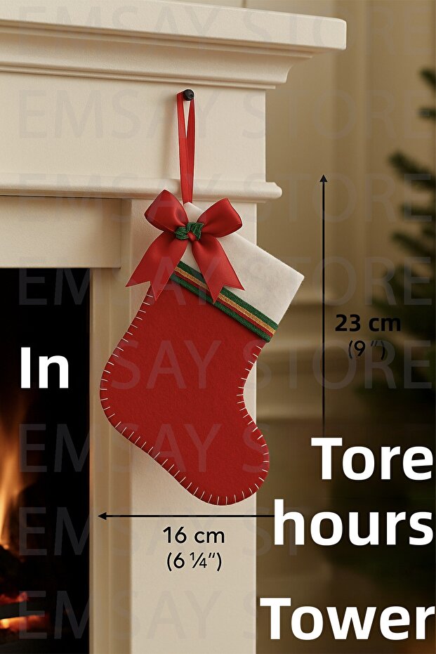 Handmade Christmas Tree Ornament Felt Ornament Stocking, Fireplace Stocking, Pine Tree Stocking, Christmas Stocking 23X16 cm