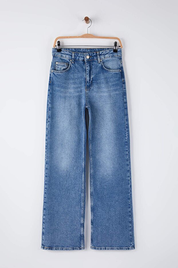 Mavi Yüksek Bel Comfort/Esnek Wide Leg/Geniş Paça Jeans TWOAW26JE00252 - 5