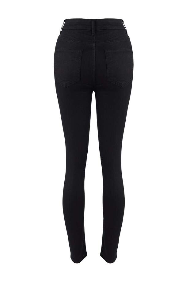 Siyah Yüksek Bel Esnek Skinny Jeans TWOAW26JE00250 - 6