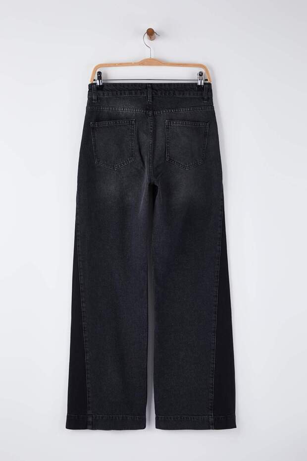 Antrasit Yüksek Bel Renk Bloklu Wide Leg Jeans TWOAW26JE00099 - 10
