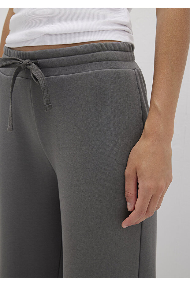 Geniş Paça Gri Basic Eşofman Altı 1011057-70096 - 5