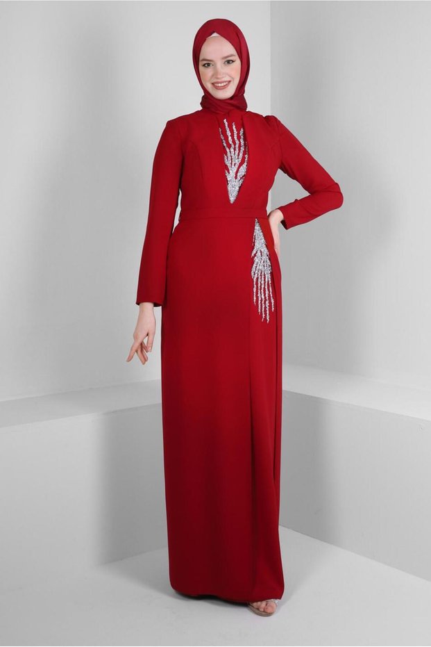 PUL PAYET DETAILED BELTED GOWN DRESS 50376