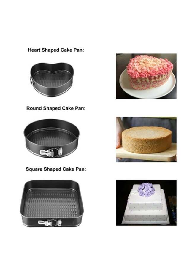 Set of 3 Pufo Cake metal baking trays for cakes, with removable base and different shapes - 7