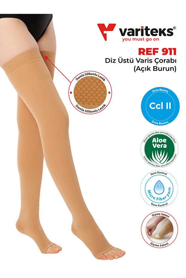 REF 911 Diz Üstü Çorabı (Açık Burun) - 3