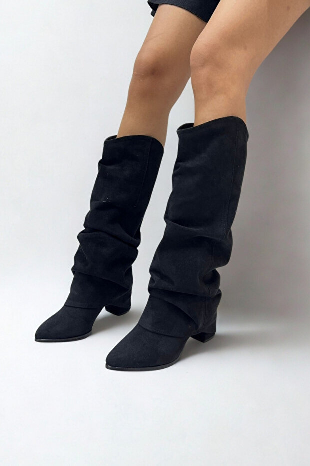 Black Suede Women's Boots Gd305