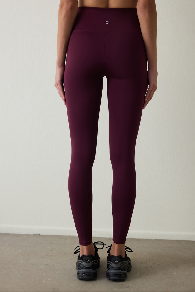 Bordo Yüksek Bel Smooth Feel Tayt - 3