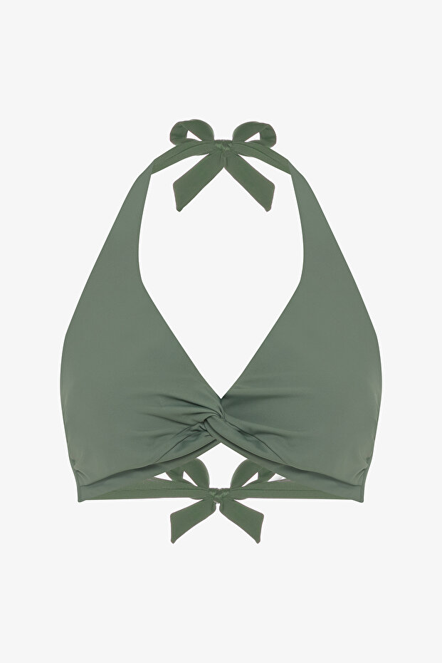 Πράσινο νέο Underwire Triangle Twist μπικίνι μπλούζα - 5