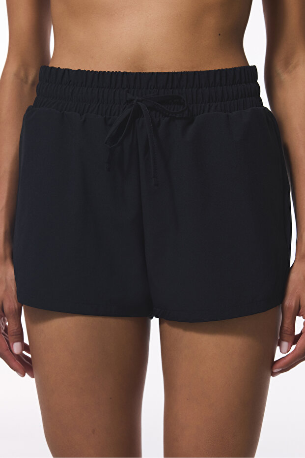 Siyah Felix Bağlama Detaylı Şort Mayo - 1