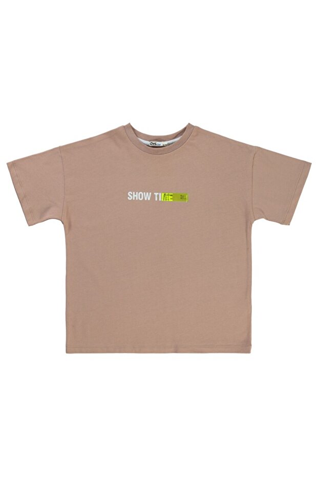 Show Time Printed 10-13 Years Old T-Shirt - Brown