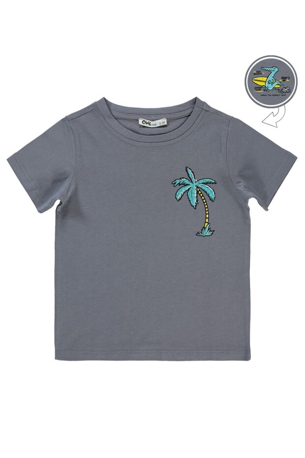 Palmiye Printed 2-5 Years Old T-Shirt - Gray 5-6 Years Old