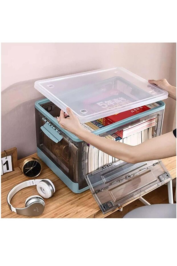 Storage Bin, Folding Storage Box with Wheels, Large Storage Box with Lid, Collapsible Storage Contai - 6