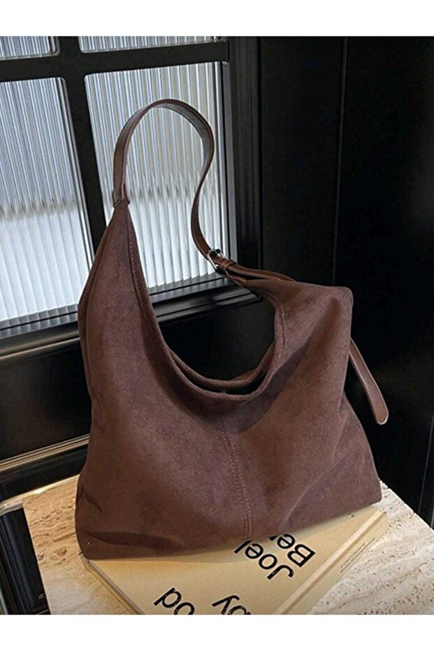HAPBUY LUNA Fermuarlı Kadın Süet Omuz Çantası – Günlük Kullanım