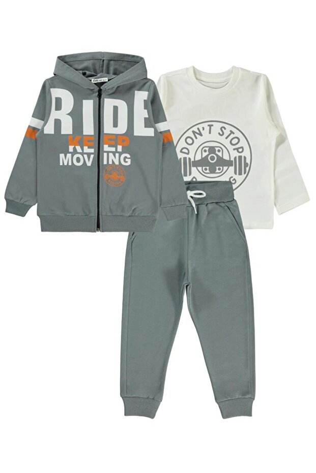 3-Piece Tracksuit Set for 6-9 Years Old - Gray 7-8 Years Old