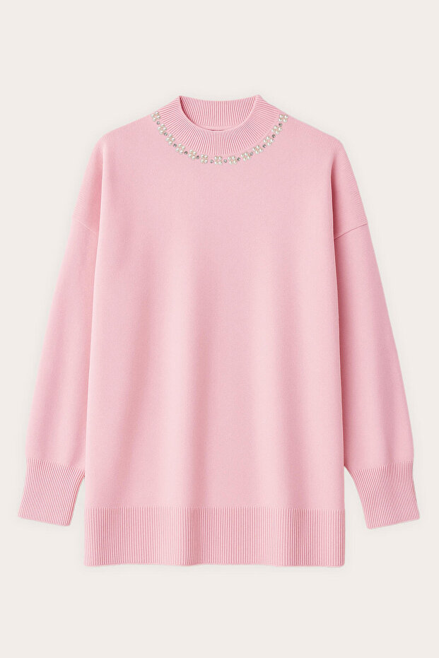 Pullover mit Perlenkragen - 1