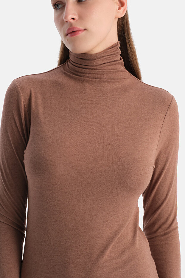 Top cu mânecă lungă Mocha Modal Cașmir - 5